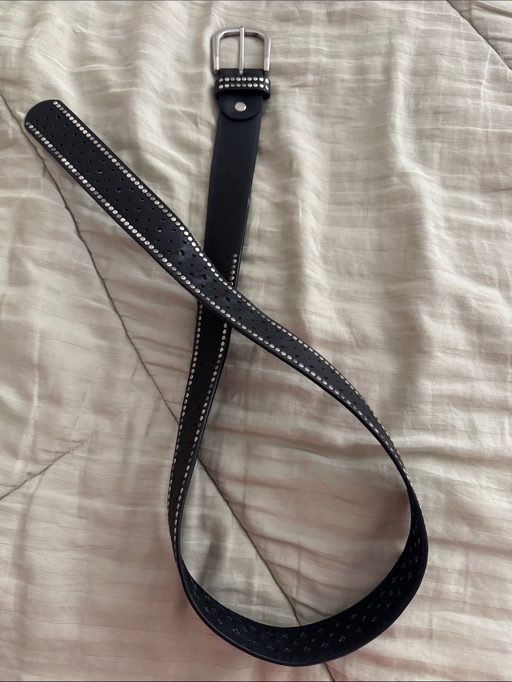 ECHT Black Studded Leather Belt with Silver Buckle